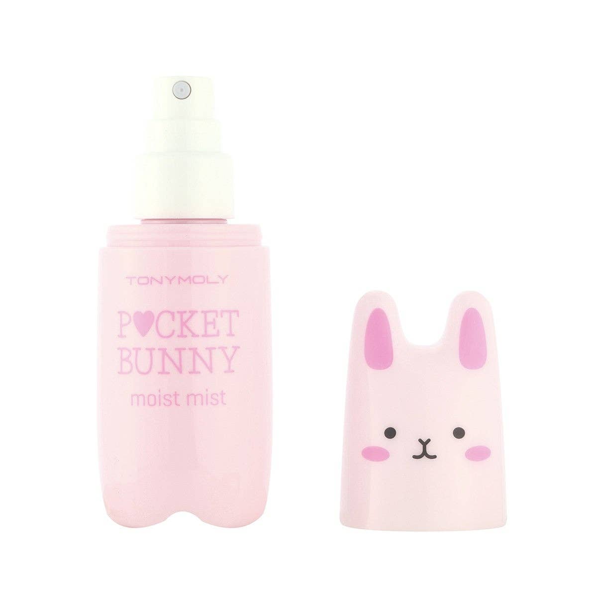 Pink 'Pocket Bunny' mist bottle with a cute bunny design on a white background