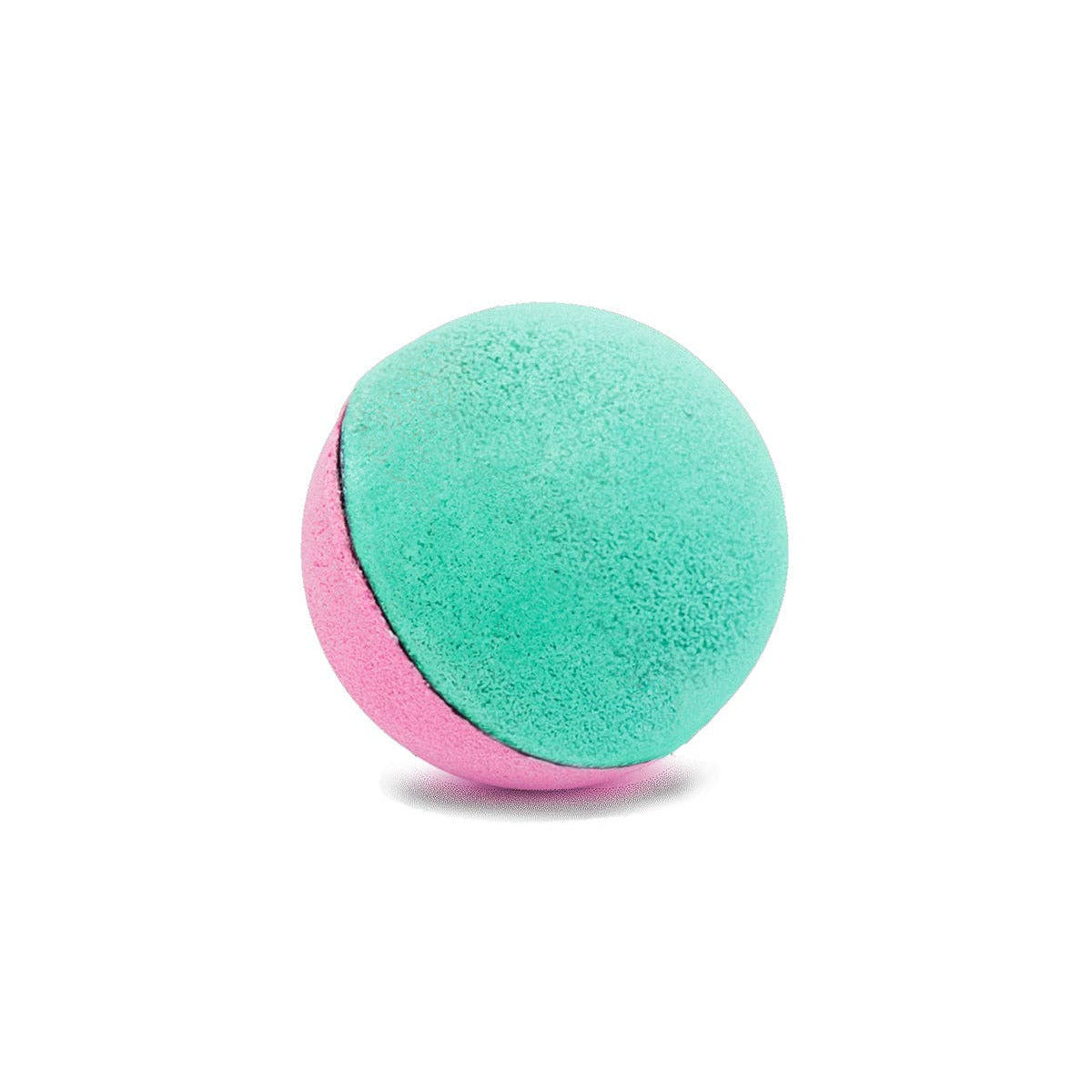 Two-toned pink and green ball on a white background