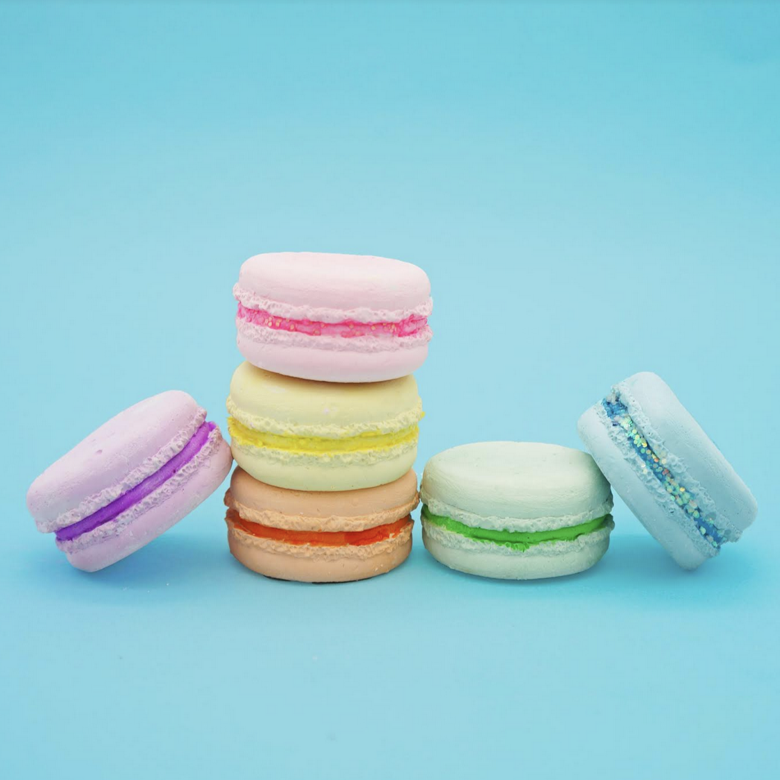 stacks of colorful macarons