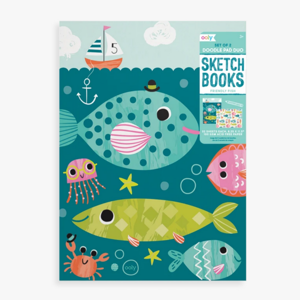 Friendly Fish Doodle Pad Duo Sketchbooks - set of 2