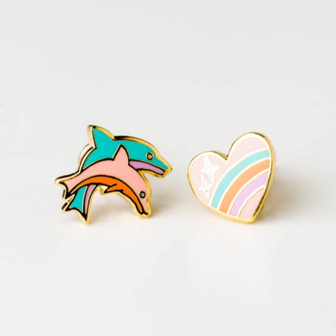 Heart & Dolphin - Earrings