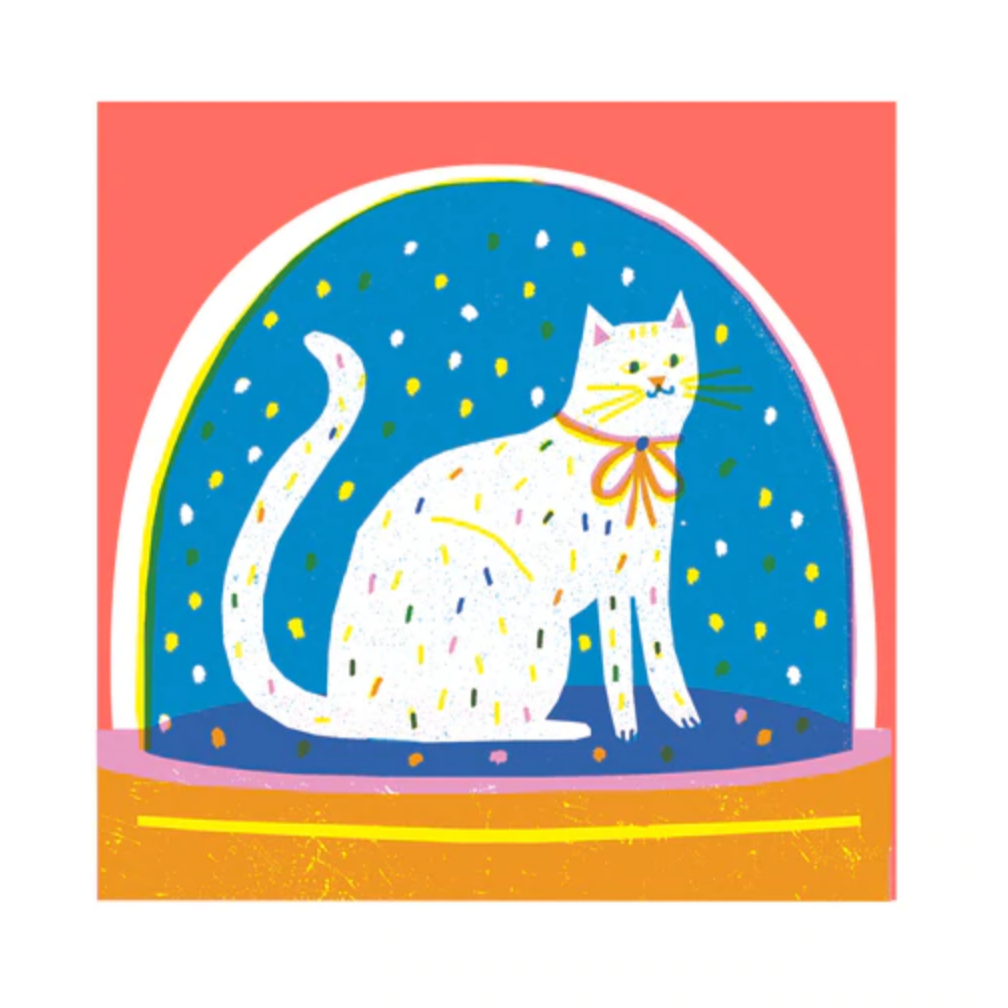 Cat Snowglobe Card -Louise Lockhart