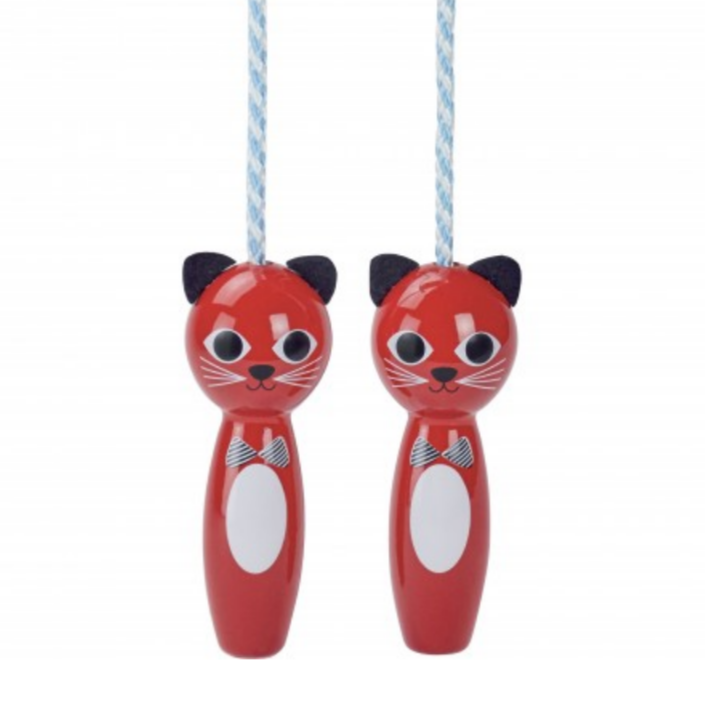 blue jump rope with red cats