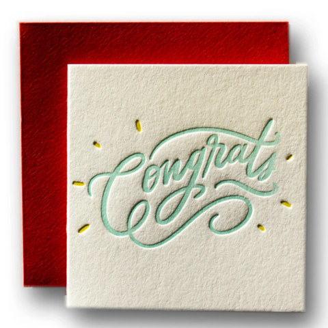white card with blue cursive text