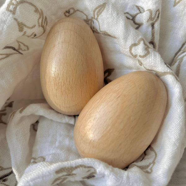 Handmade Wooden Egg Shaker Rattle