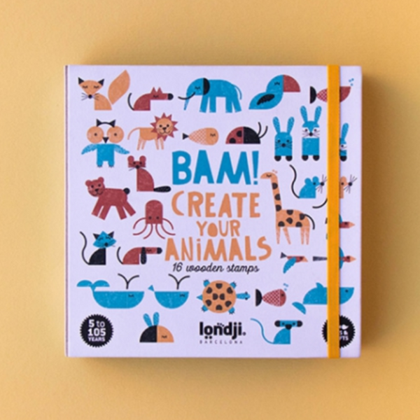 Bam! Animals -16 Wooden Stamps 5yrs+