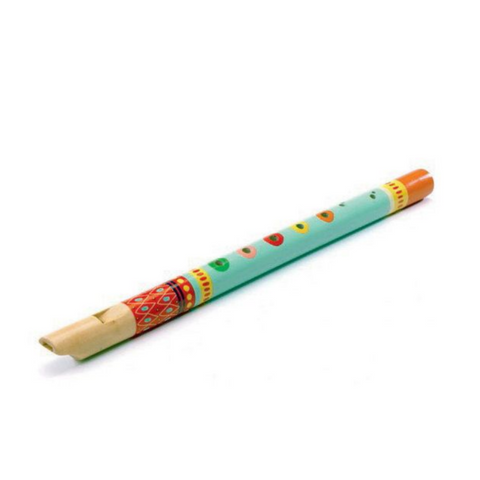 brightly colored wooden flute