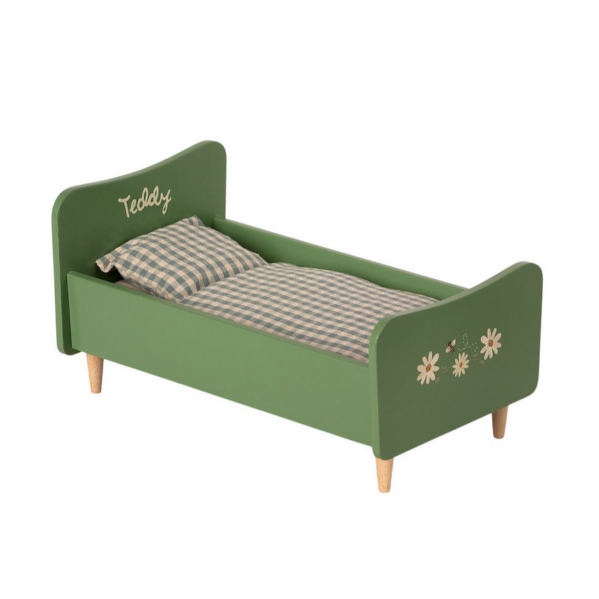 Wooden Bed, Teddy Dad - Dusty Green