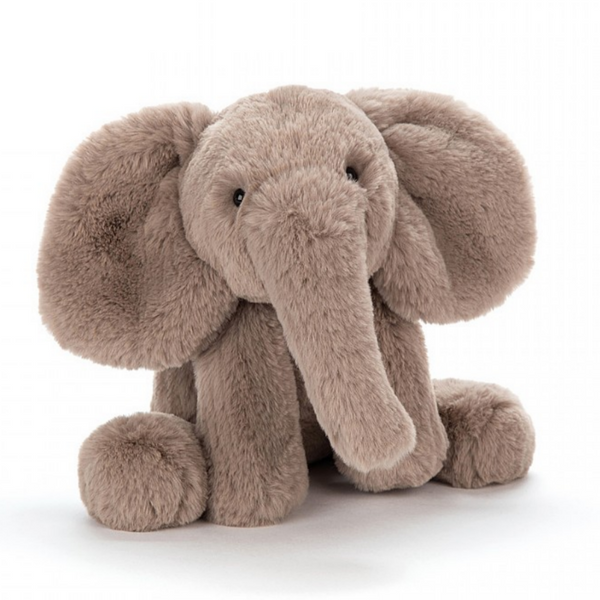 fuzzy elephant plush sitting