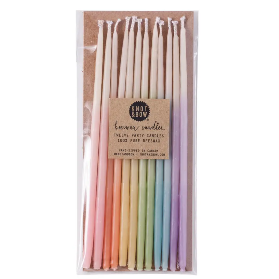 Tall Assorted Pastel Ombre Beeswax Birthday Candles