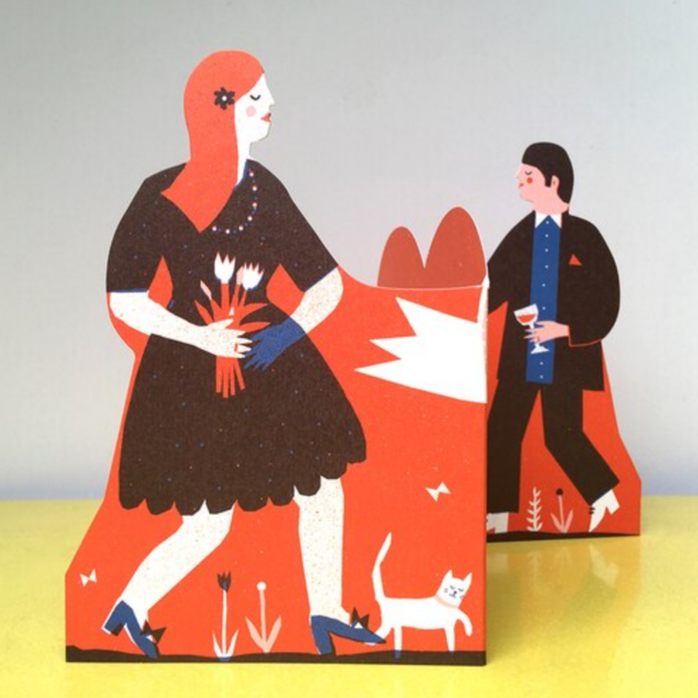 Man and Woman Concertina Heart Card -Louise Lockhart