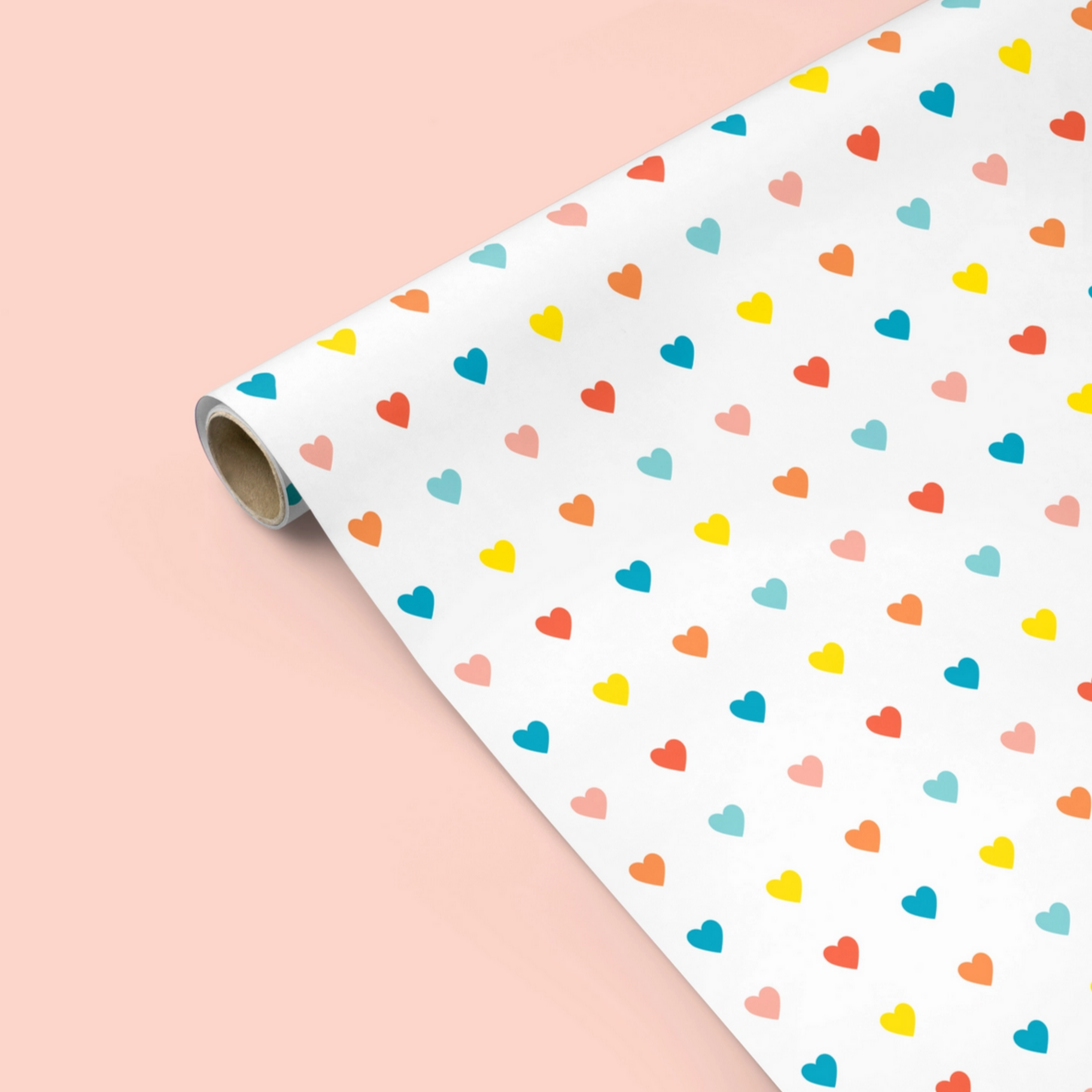 RAINBOW HEARTS Gift Wrap - Roll of 3 Sheets