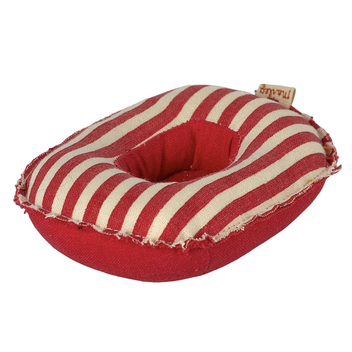 red and white striped cloth boat meant to fit small mice