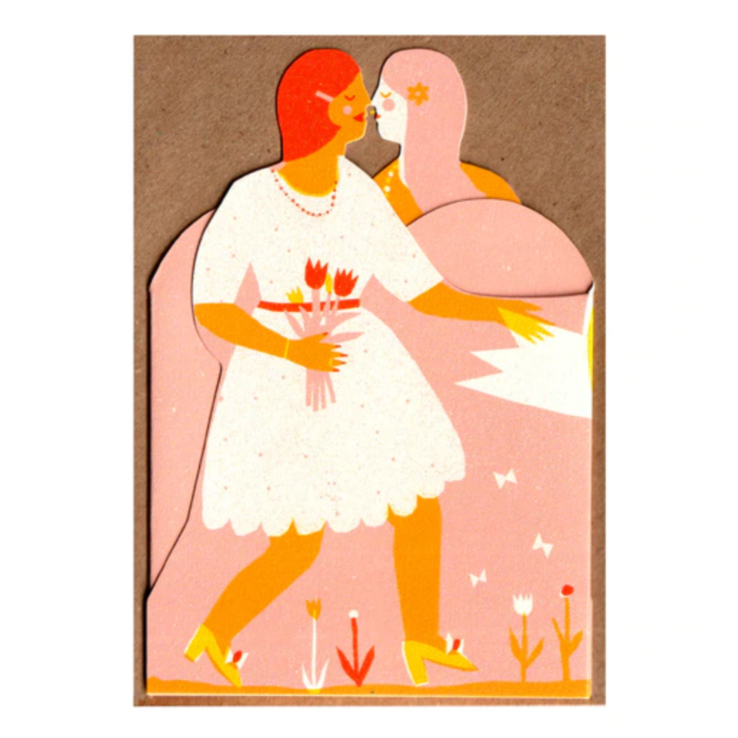 two women kissing when card is folded