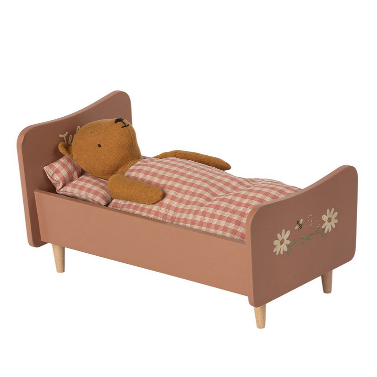 Wooden Bed, Teddy Mom - Rose