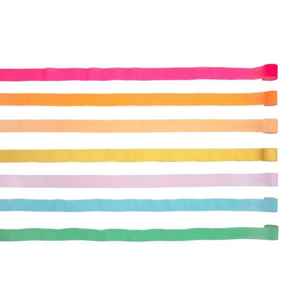detailed photo of paper streamers of many different colors