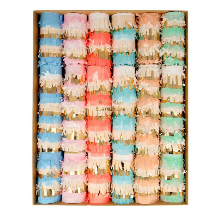 Pastel Fringe Medium Crackers -(eraser, pin, clip or metal toy)