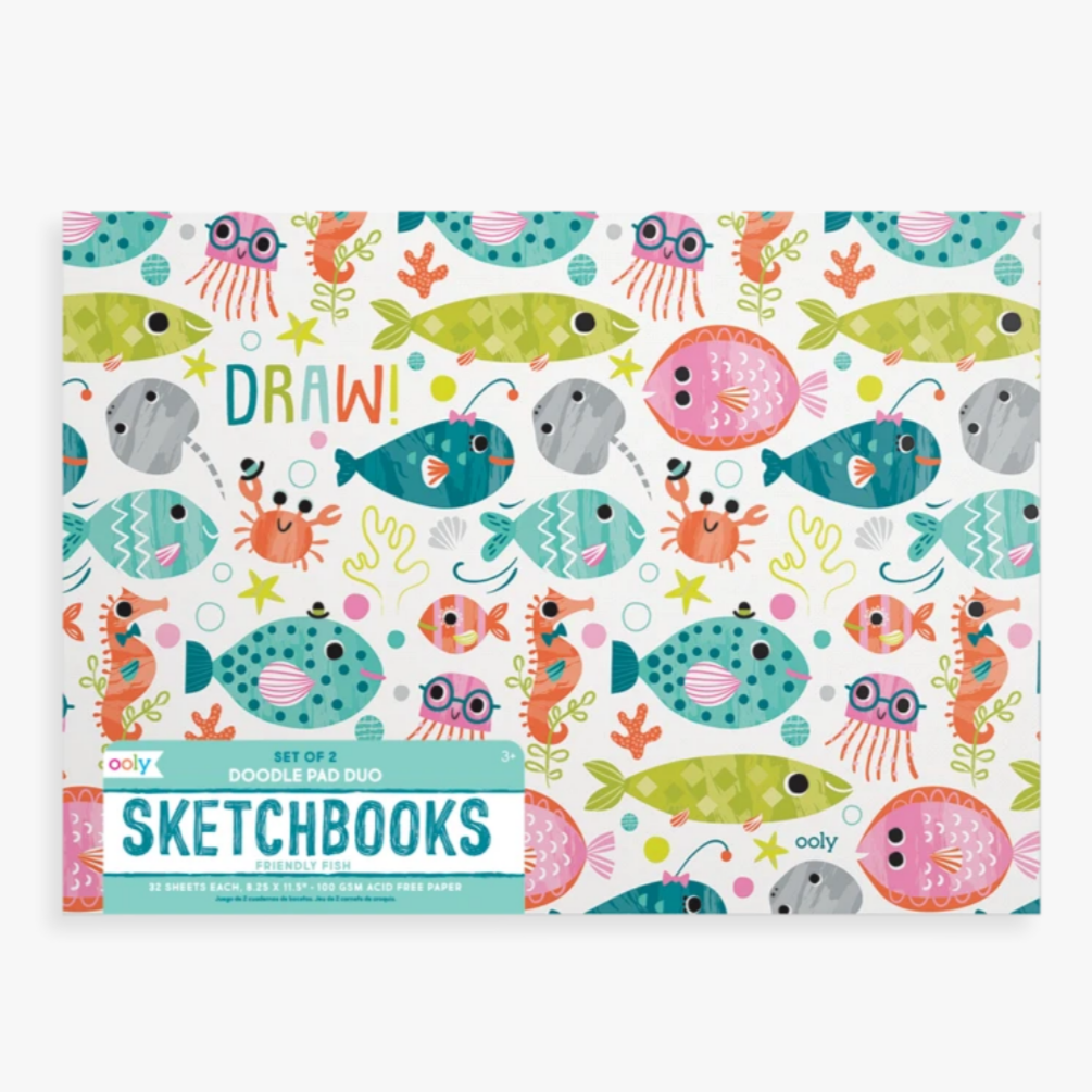 Friendly Fish Doodle Pad Duo Sketchbooks - set of 2