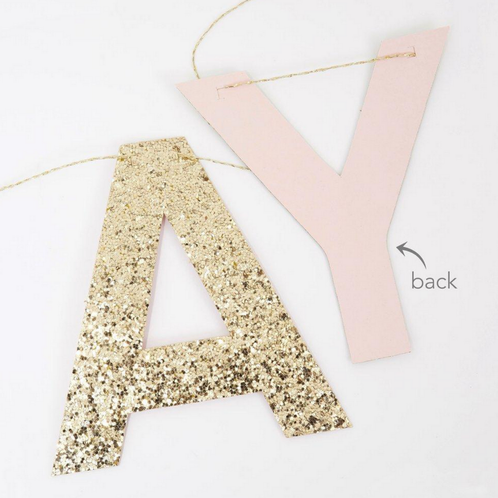 glitter letter A and back of letter Y