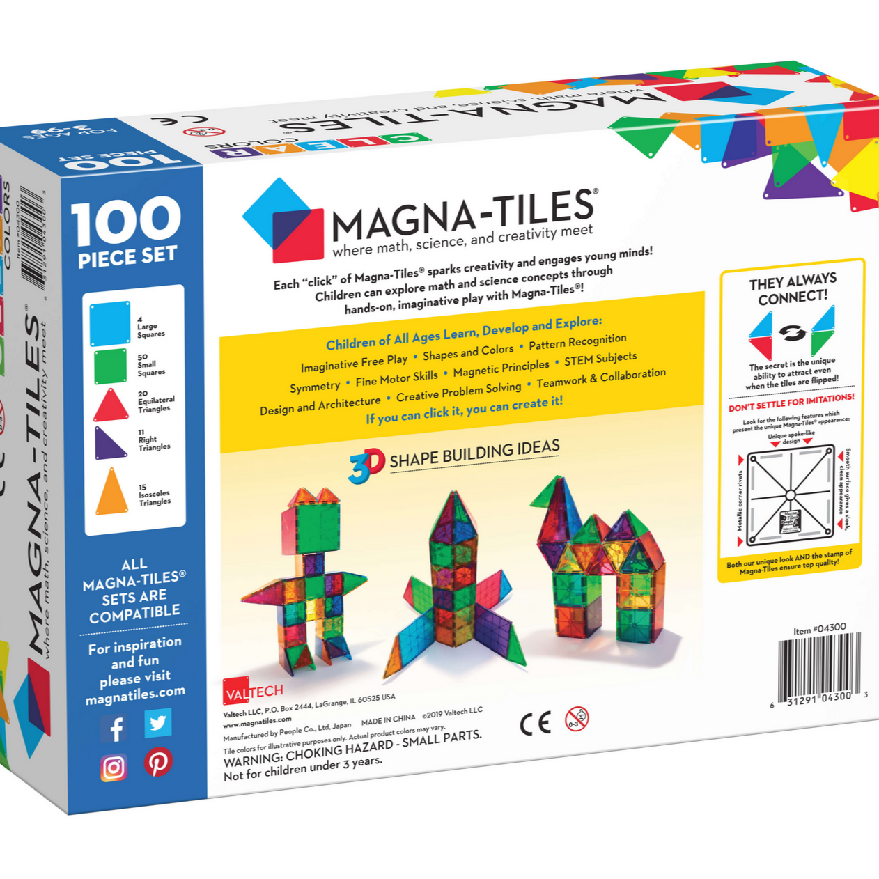 Magna-Tiles Clear Colors 100-Piece Set -3yrs+