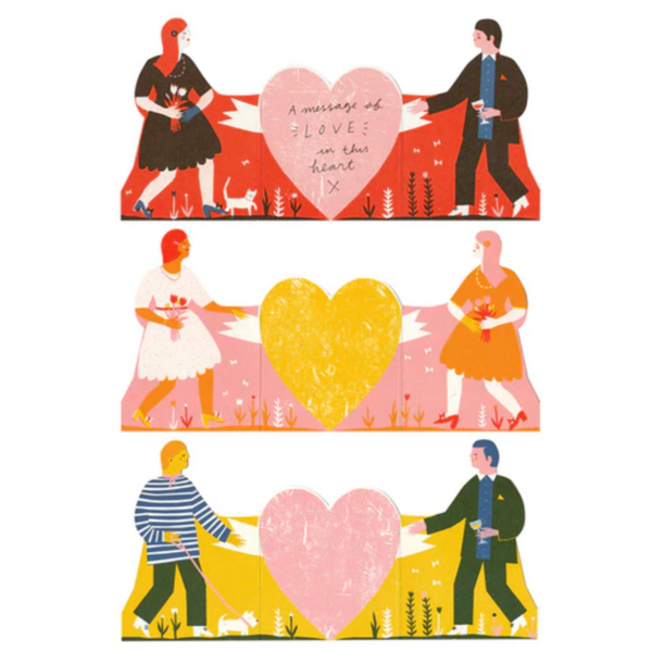 Man and Woman Concertina Heart Card -Louise Lockhart -love