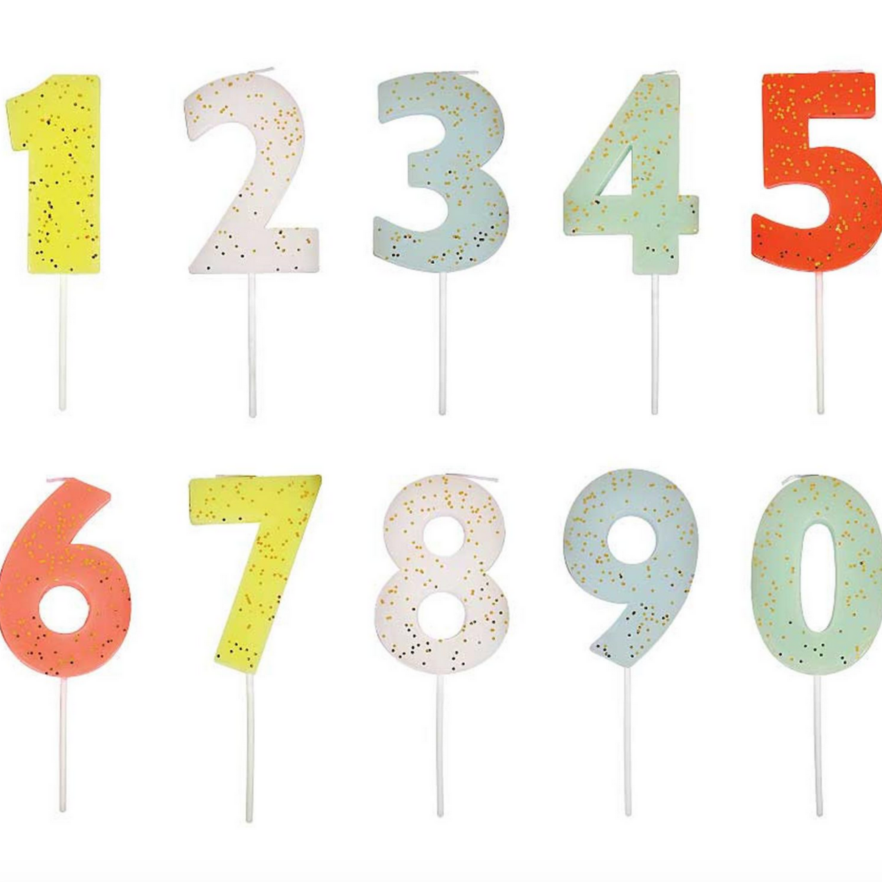 photo of number candles 0-9 all in a row