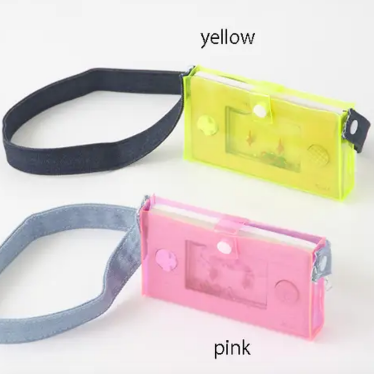 transparent yellow case and pink case