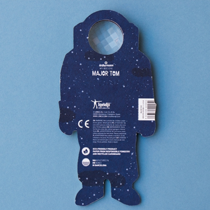 back of astronaut with lense for head