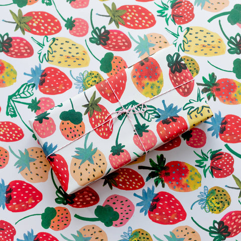 Strawberries Wrapping Paper— single sheet