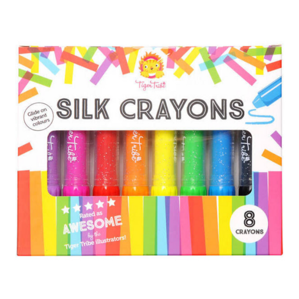 pack with 8 different colored silk crayons