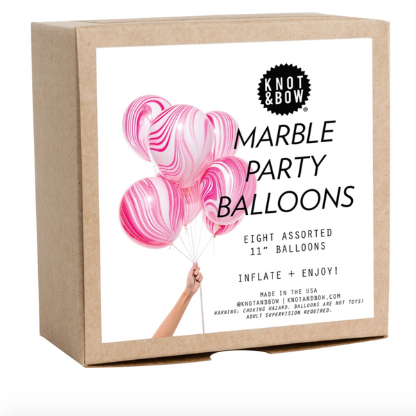 Pink and White Marble Party Balloons (pk8)
