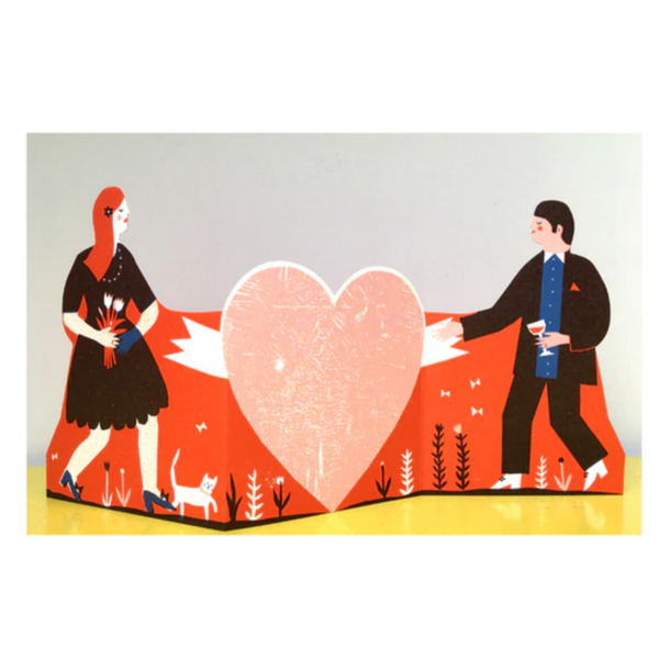 Man and Woman Concertina Heart Card -Louise Lockhart -love