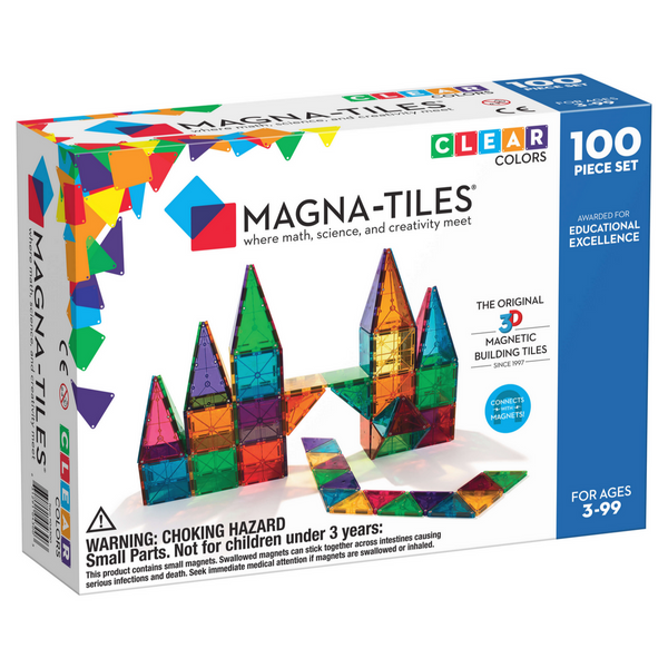 Magna-Tiles Clear Colors 100-Piece Set -3yrs+