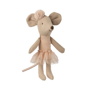 little mouse with pink tutu and leotard with pompom headband
