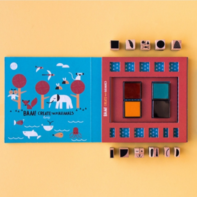 Bam! Animals -16 Wooden Stamps