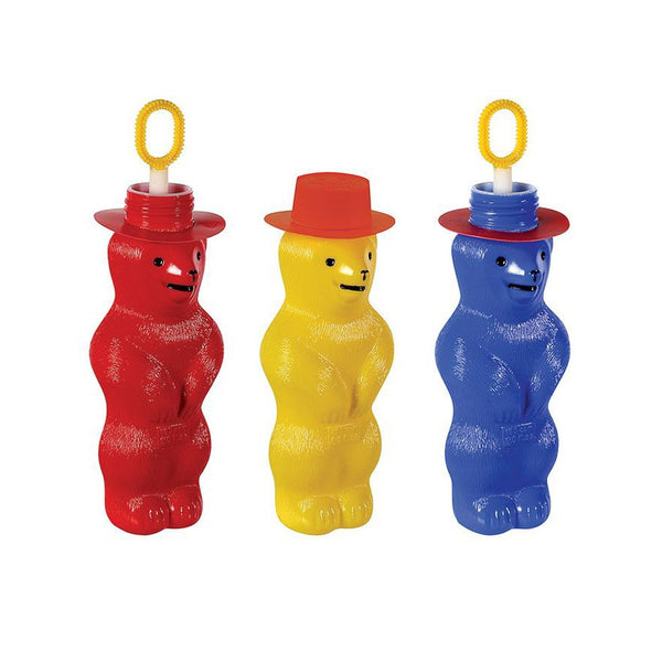 red and blue bubble bears with lids off showing bubble wands
