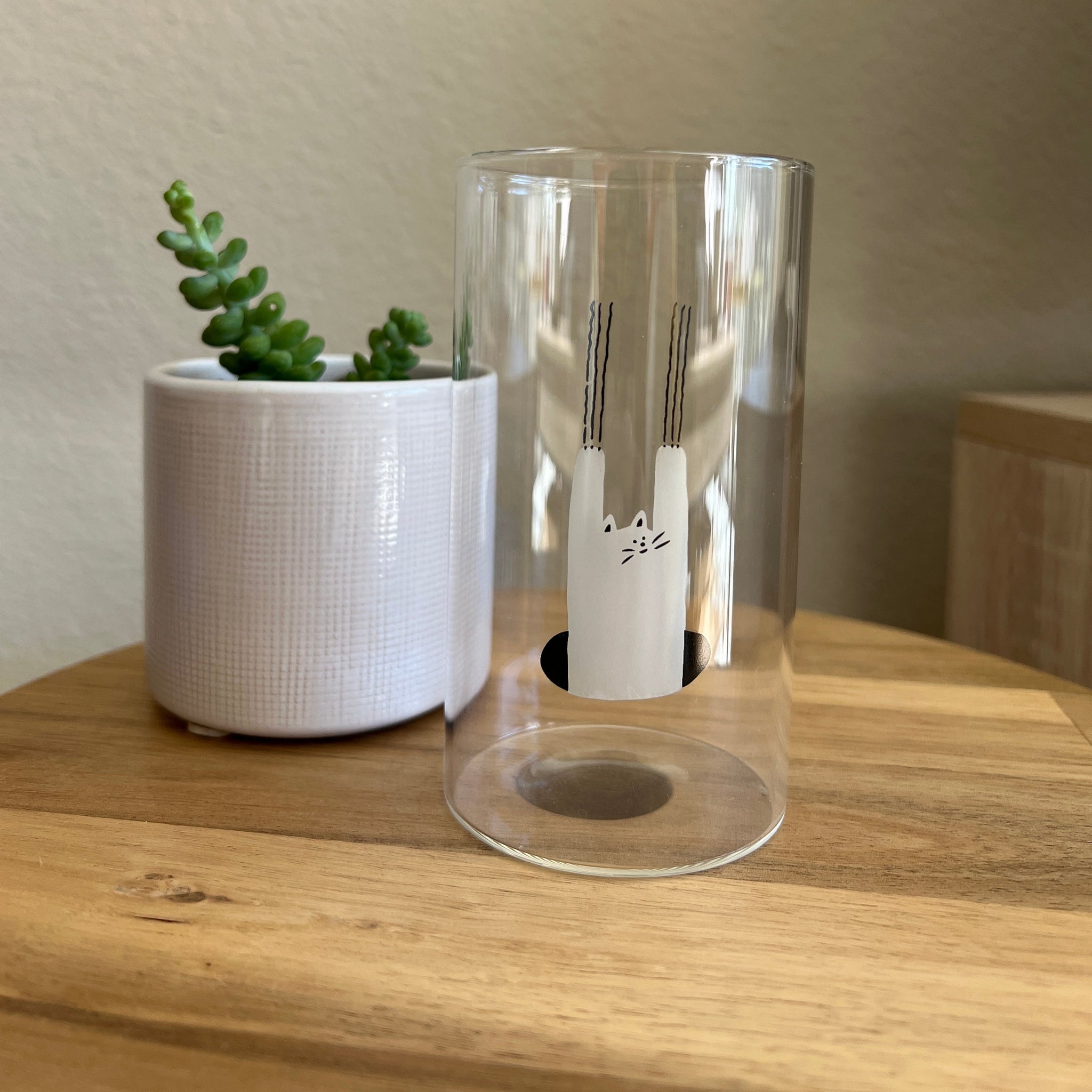 Cat Iced Glass Coffee Cup