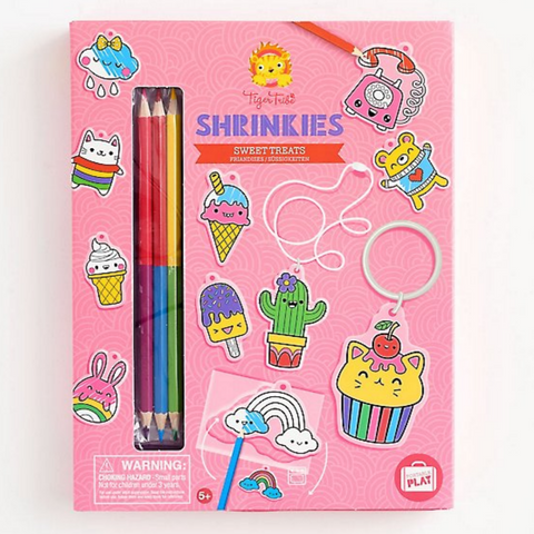 pink shrinkies package with colored pencils