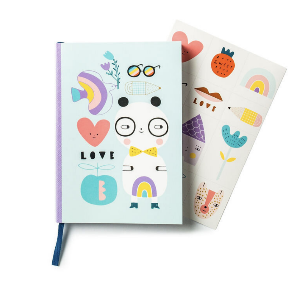 Notebook Panda love with Stickers- Soft Cover -Suzy Ultman