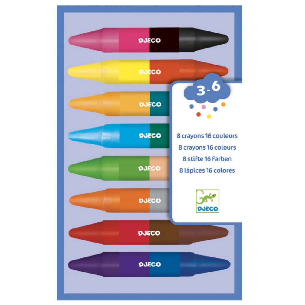 box of double sided crayons that reads 3-6 years