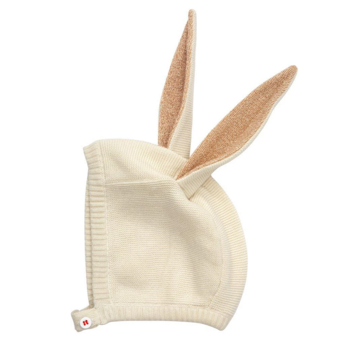 white baby bonnet with rabbit ears