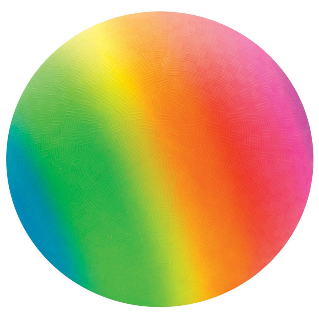 large ball with neon rainbow stripes