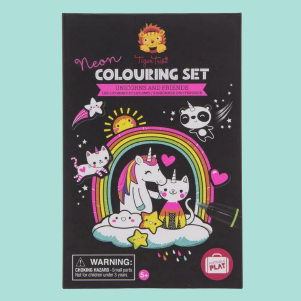 unicorn, rainbow and cat on box