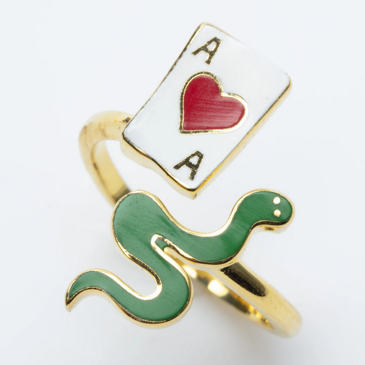 Adjustable Ace of Hearts & Snake Ring