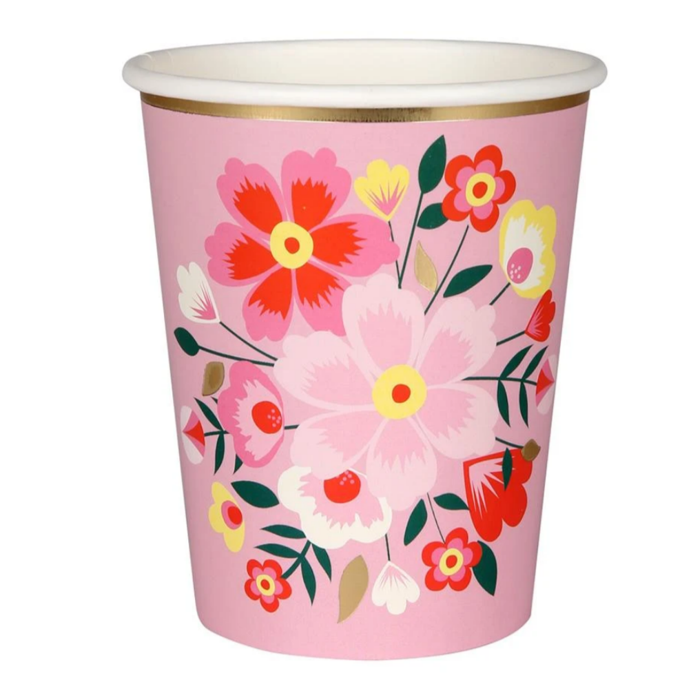 pink cup with flowers