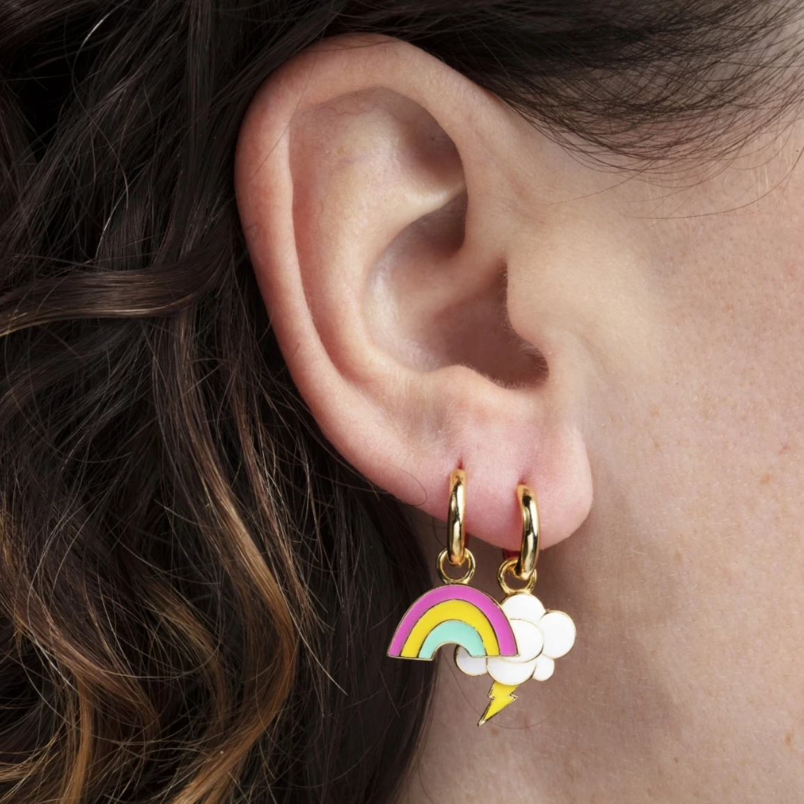 Rainbow & Cloud Hoop Earrings