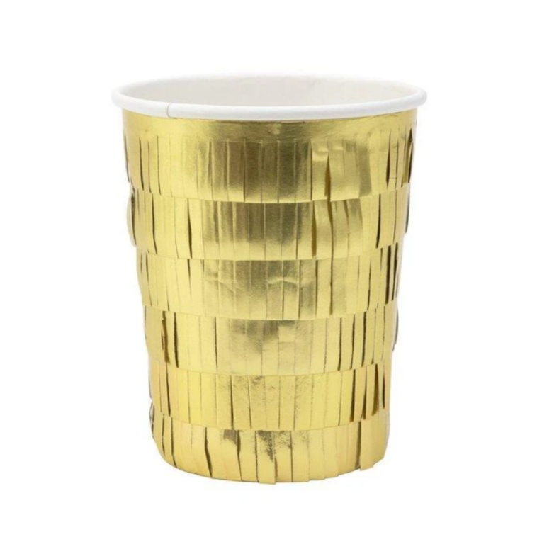 Gold Fringe Party Cups -8pk