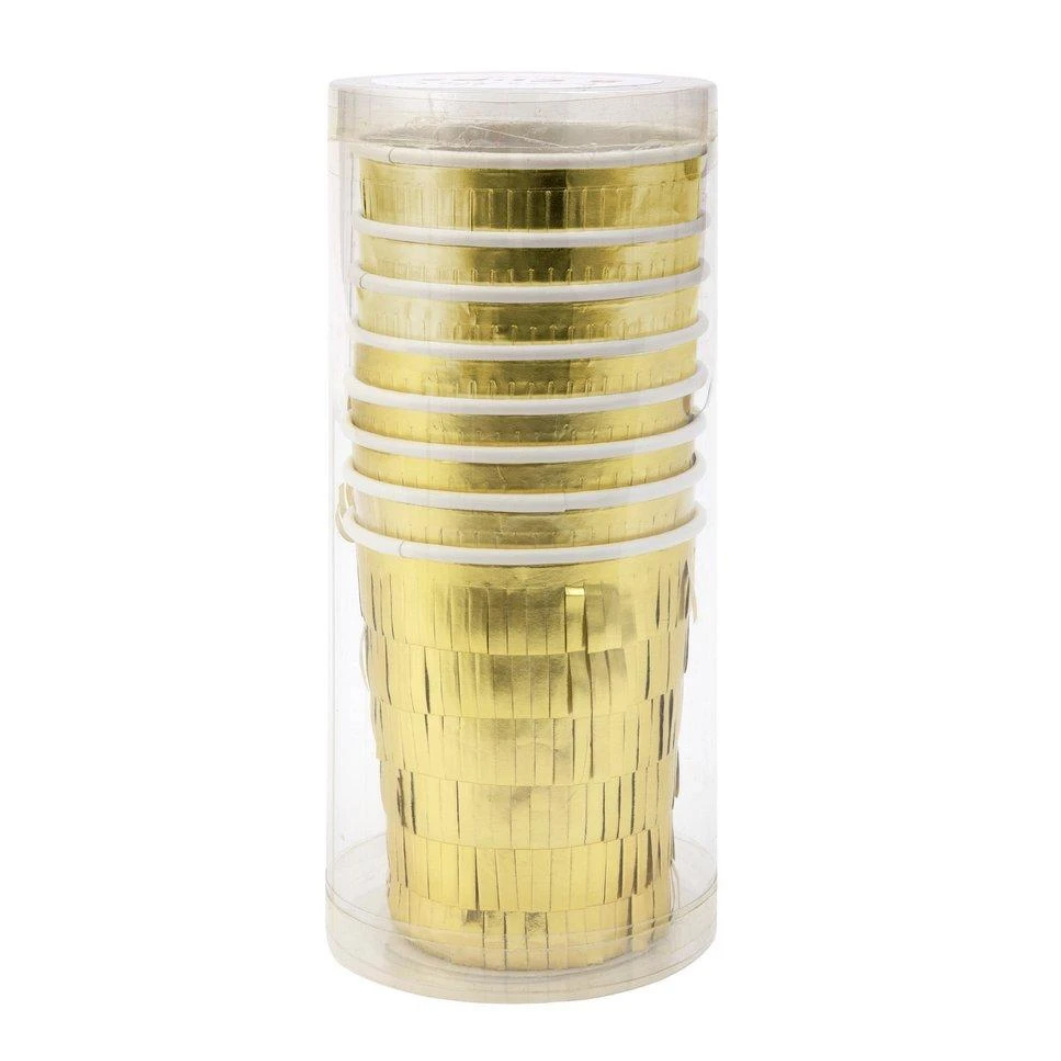 Gold Fringe Party Cups -8pk