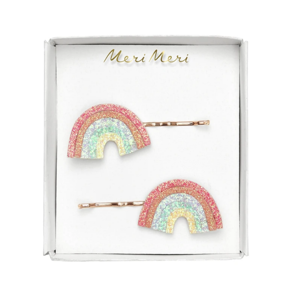 glitter rainbow hair slides in packaging