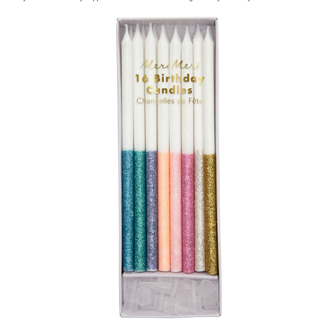 Multicolor Dipped Glitter Candles (pk16)